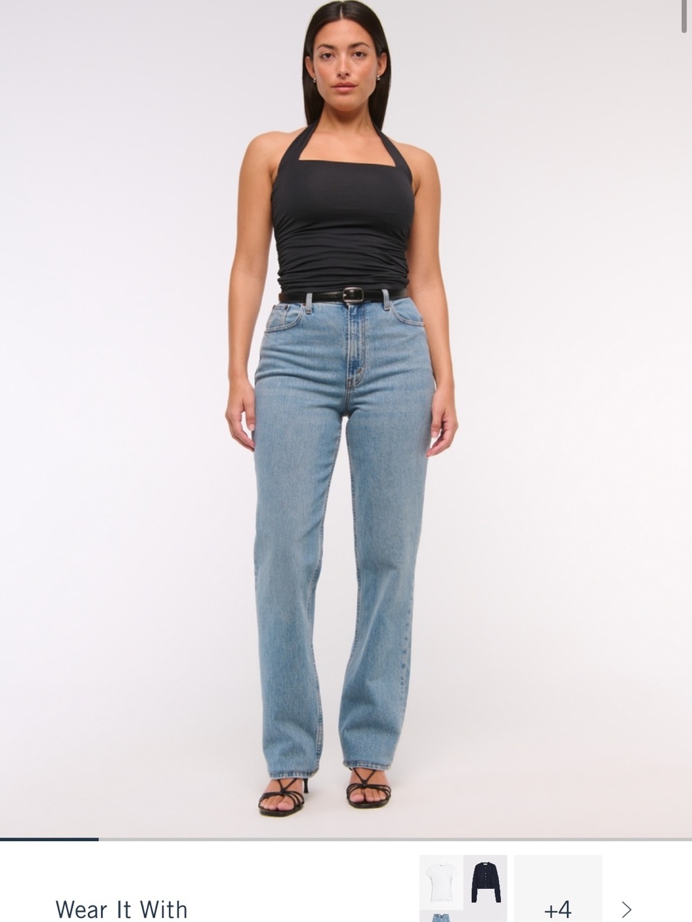 Abercrombie & Fitch Curve Love Ultra-High Waist Light 90's Straight Leg Jeans